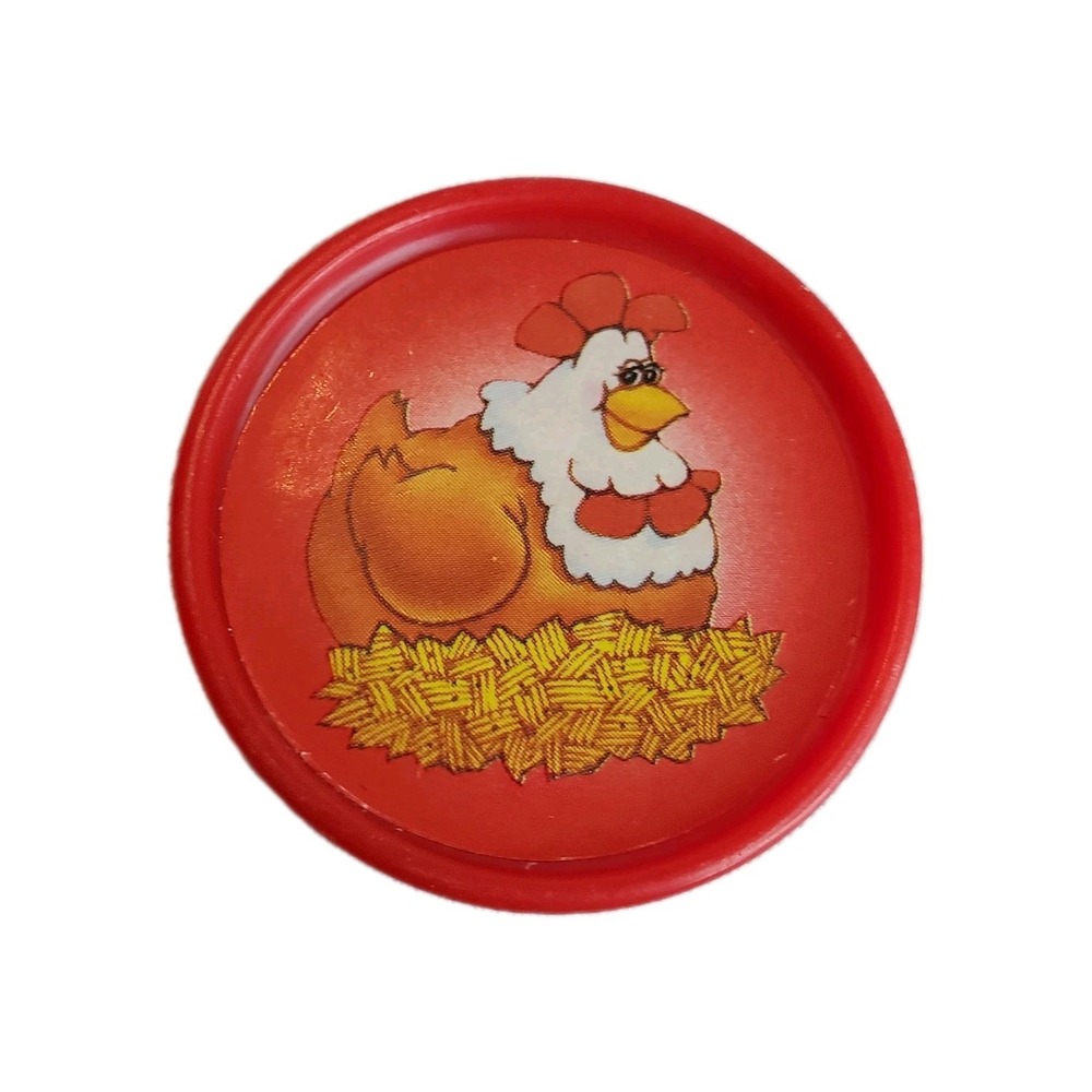 Fisher Price Barnyard Bingo 1994 Replacement Piece Red Chicken Coin Token Game